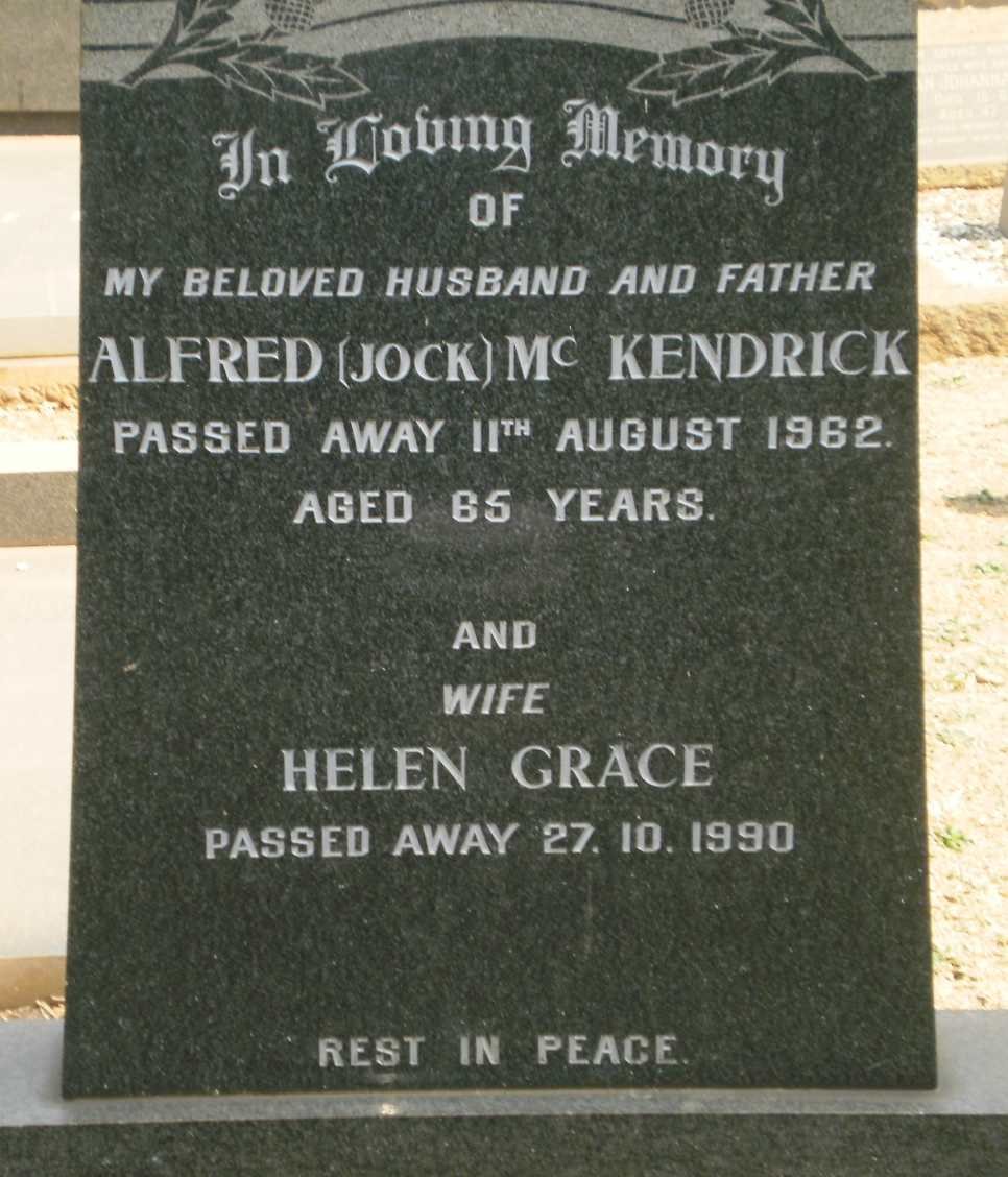 McKENDRICK Alfred -1962 &amp; Helen Grace -1990