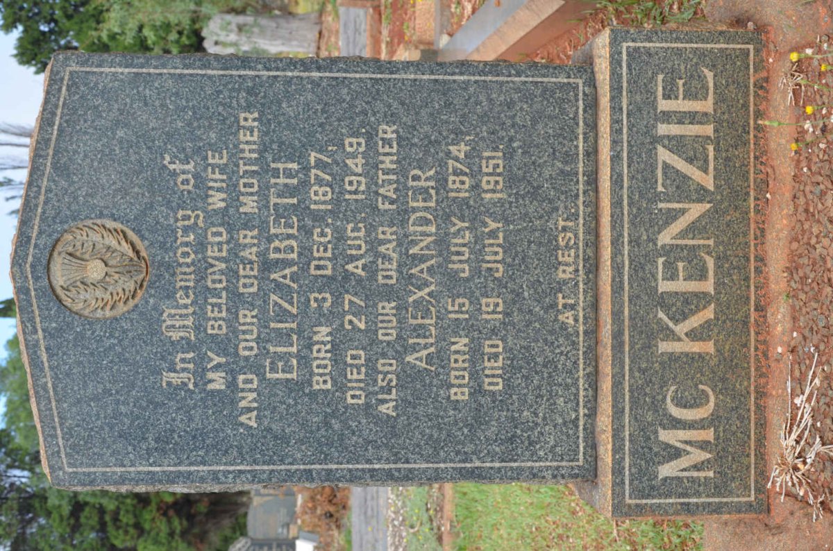 McKENZIE Alexander 1874-1951 &amp; Elizabeth 1877-1949