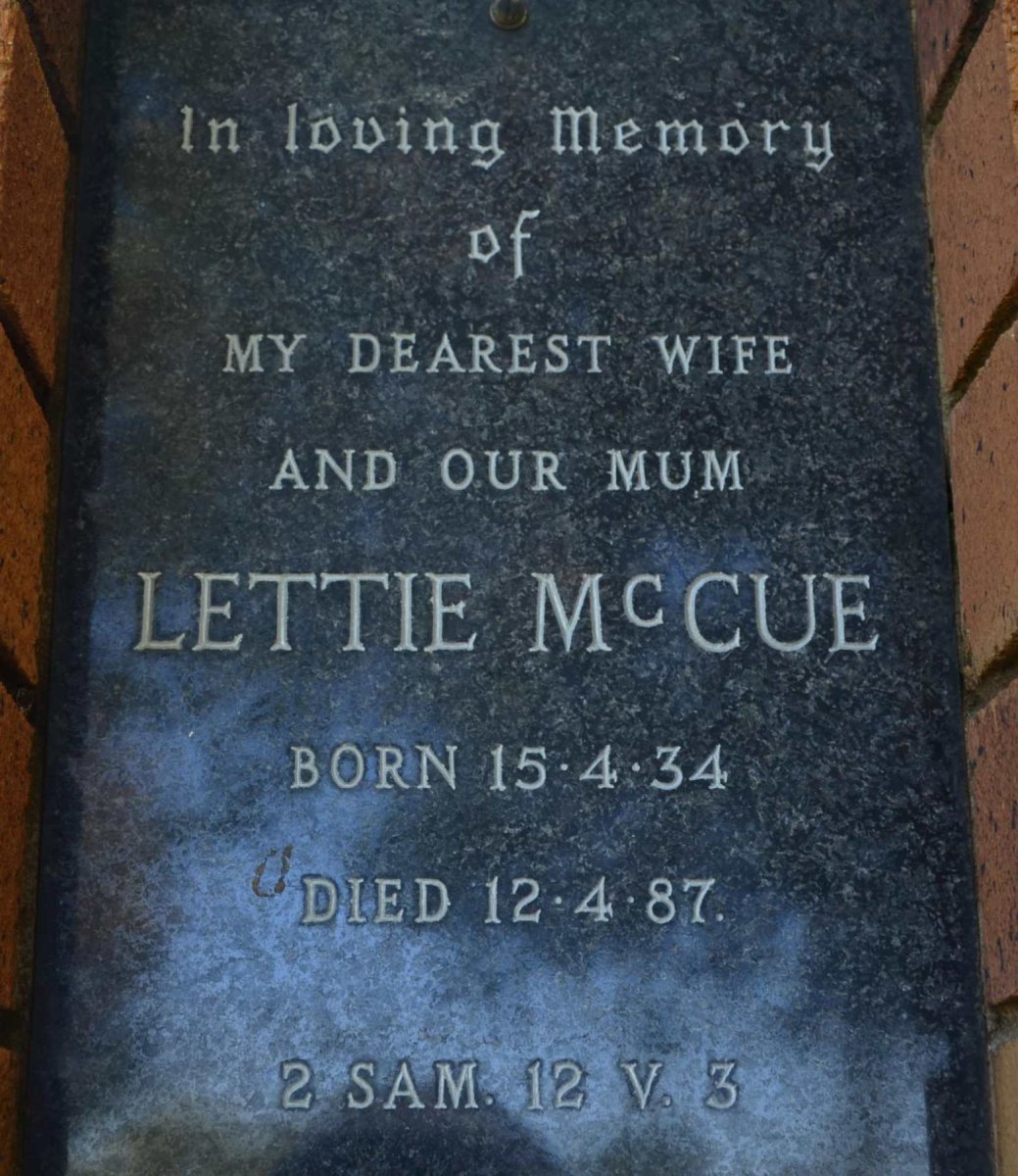 McCUE Lettie 1934-1987