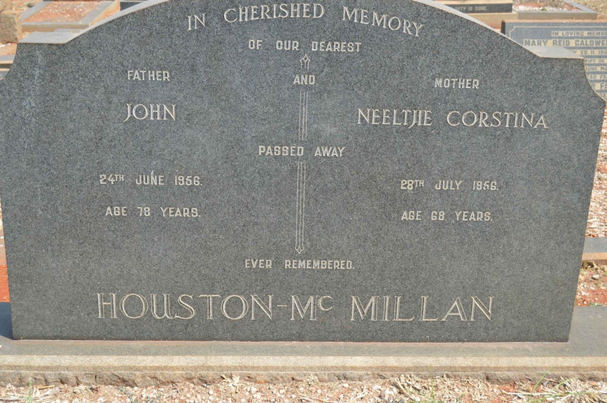 McMILLAN John, Houston -1956 &amp; Neeltjie Corstina -1956