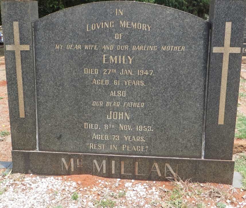 McMILLAN John -1953 &amp; Emily -1947