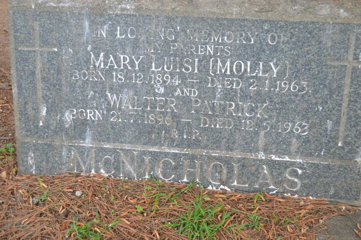 McNICHOLAS Walter Patrick 1896-1963 &amp; Mary Luisi 1894-1963