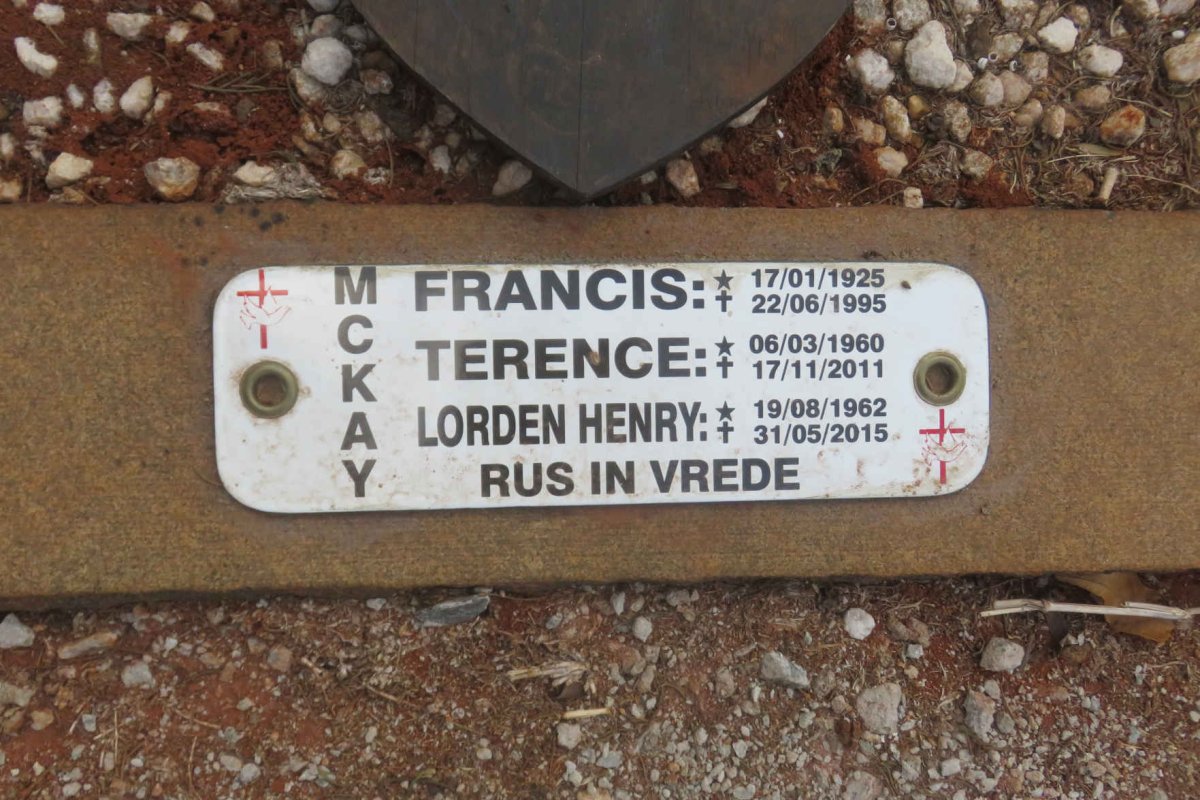 McKAY Francis 1925-1995 :: McKAY Terence 1960-2011 :: McKAY Lorden Henry 1962-2015