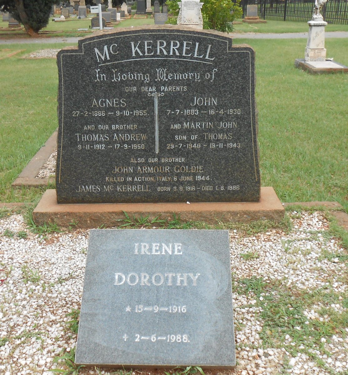 McKERRELL John 1883-1930 &amp; Agnes 1886-1955 :: McKERRELL Thomas Andrew 1912-1950 :: McKERRELL James 1916-1986