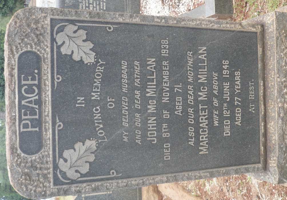 McMILLAN John -1938 &amp; Margaret -1946