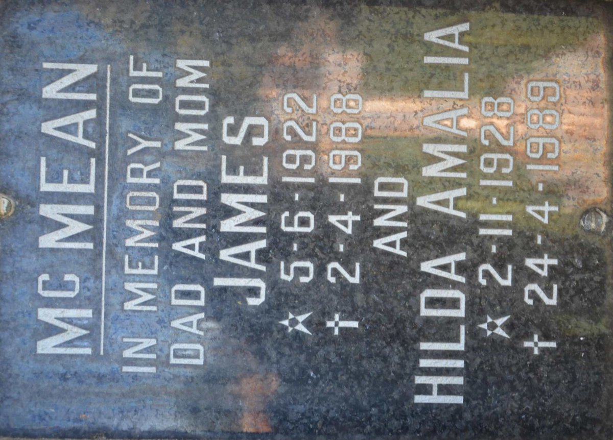 McMEAN James 1922-1988 &amp; Hilda Amalia 1928-1989