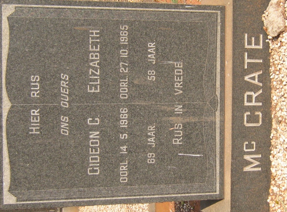 McCRATE Gideon C. -1966 &amp; Elizabeth -1965