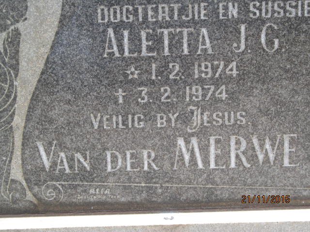 MERWE Aletta J.G., van der 1974-1974