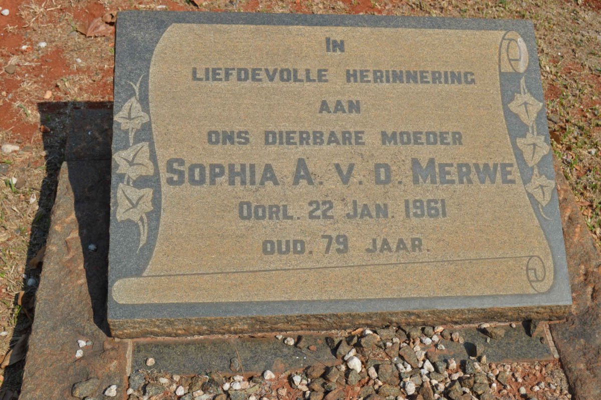 MERWE Sophia A., v.d. -1961