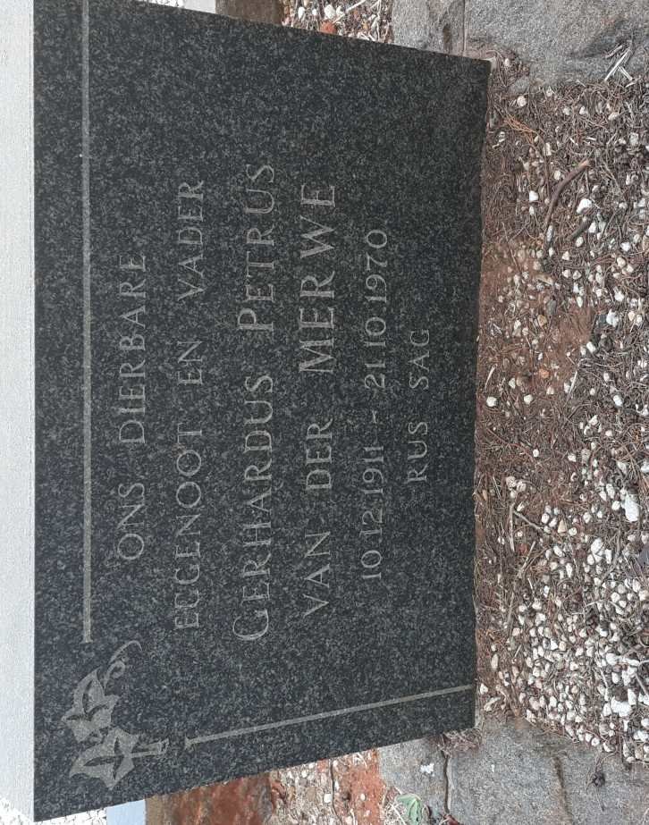 MERWE Gerhardus Petrus, van der 1911-1970
