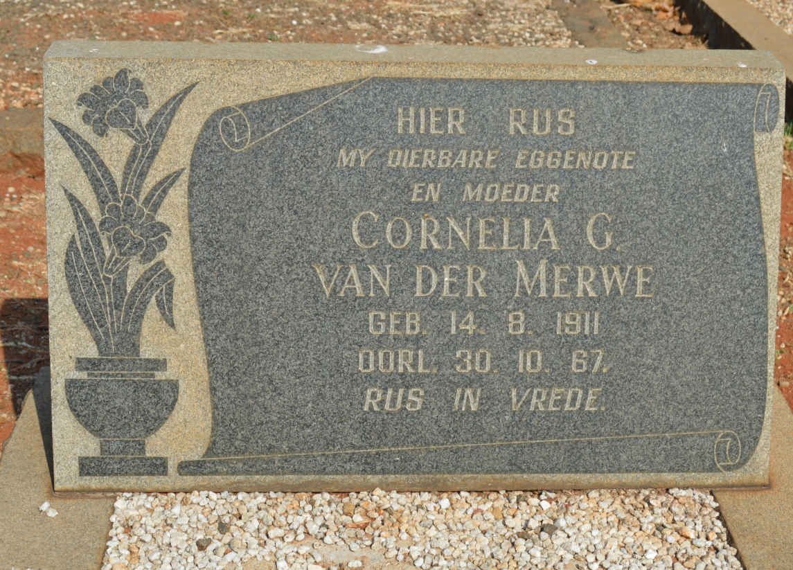 MERWE Cornelia C., van der 1911-1967