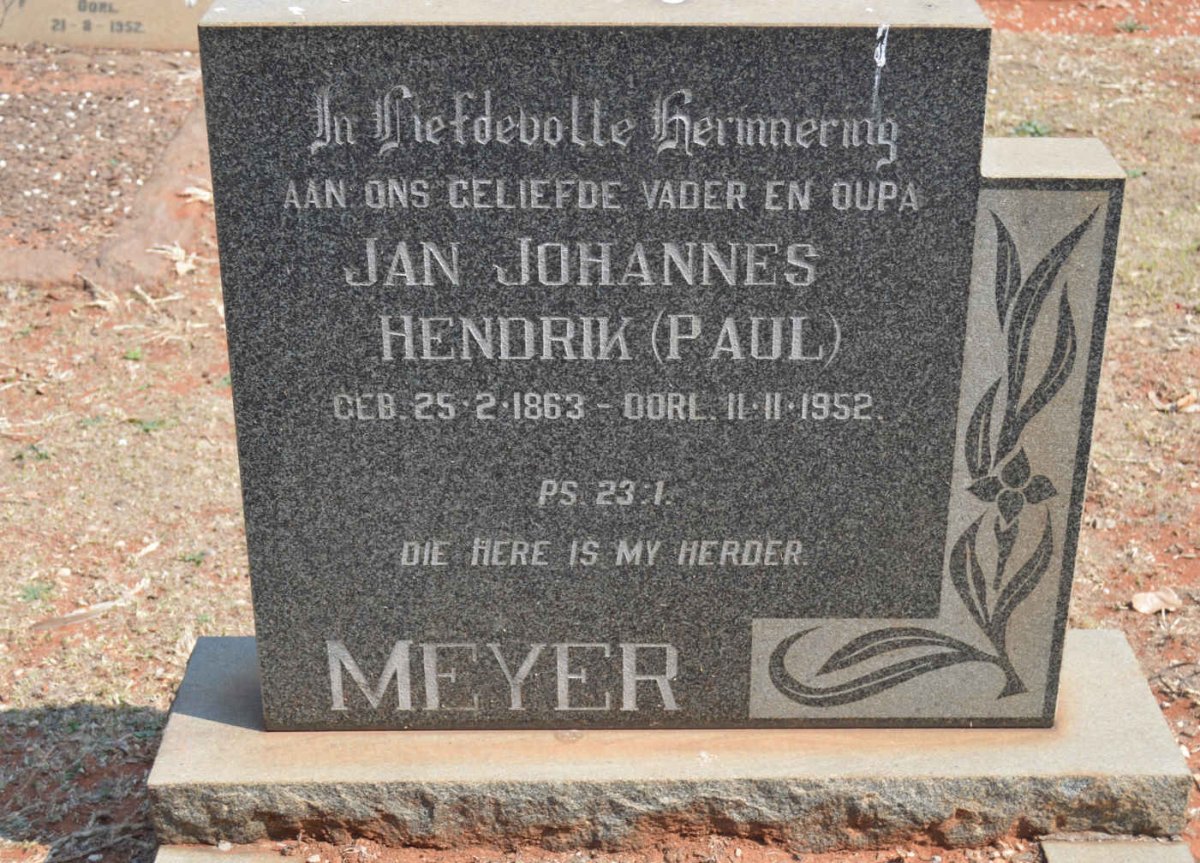MEYER Jan Johannes Hendrik 1863-1952