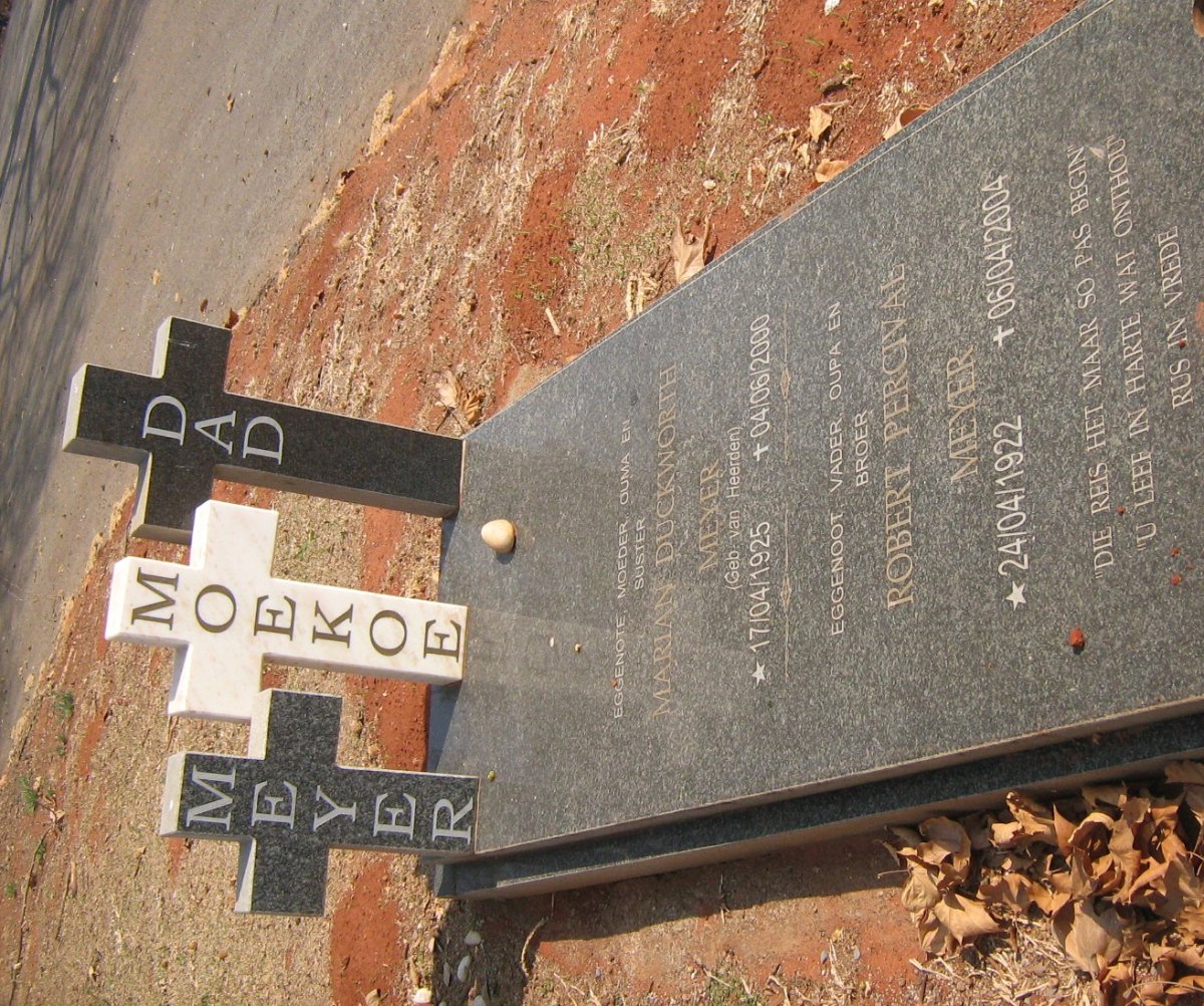 MEYER Robert Percival 1922-2004 &amp; Marian Duckworth VAN HEERDEN 1925-2000