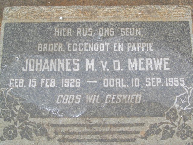 MERWE Johannes M., v.d. 1926-1955