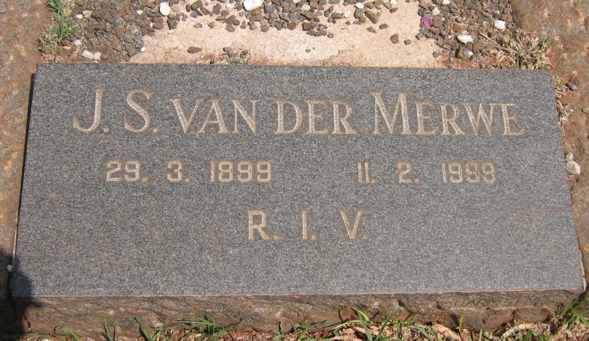MERWE J.S., van der 1899-1989