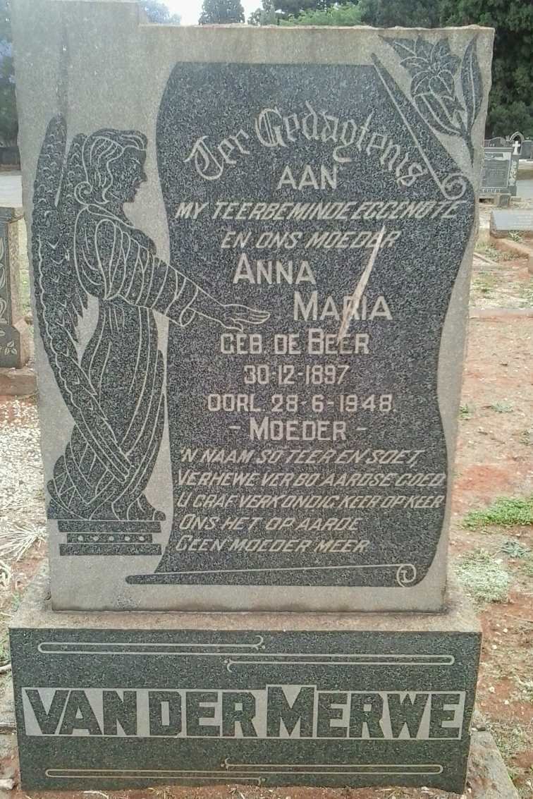 MERWE Anna Maria, van der nee DE BEER 1897-1948