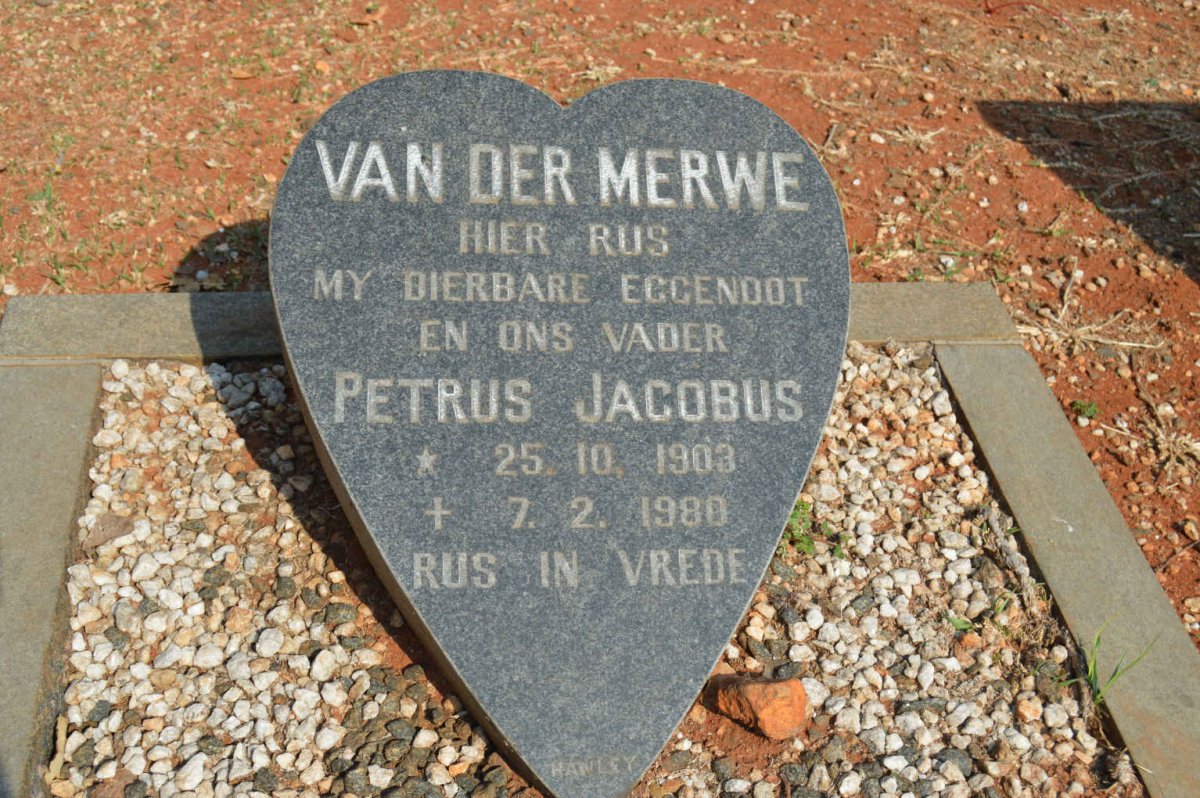 MERWE Petrus Jacobus, van der 1903-1980