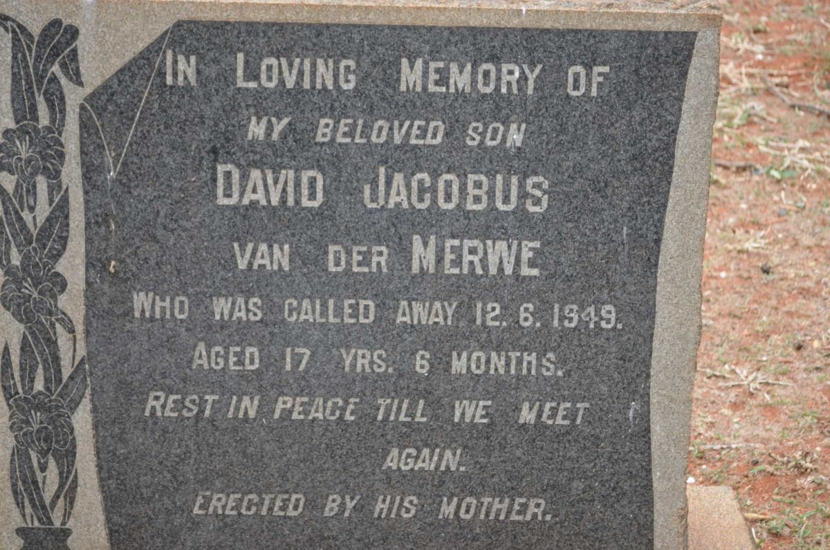 MERWE David Jacobus, van der -1949