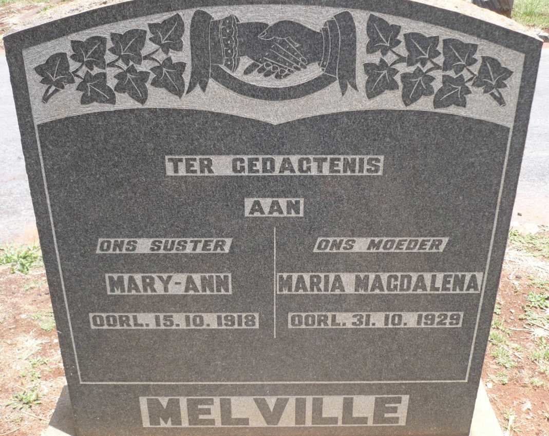MELVILLE Maria Magdalena -1929 :: MELVILLE Mary Ann -1918