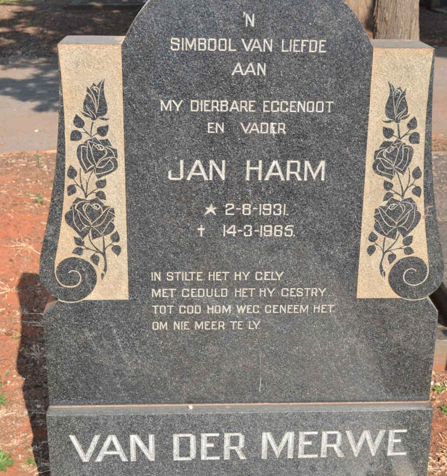 MERWE Jan Harm, van der 1931-1965