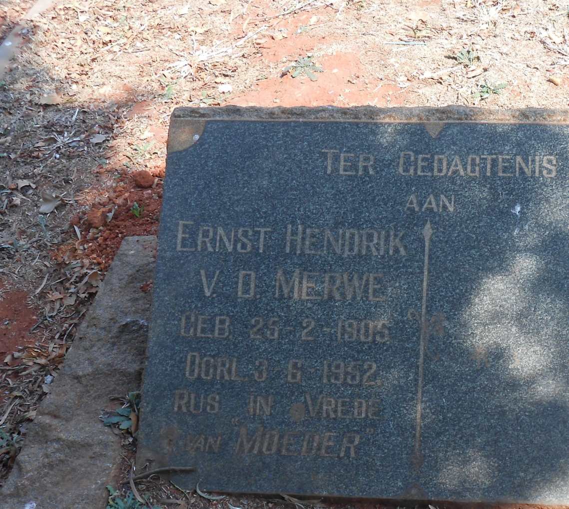 MERWE Ernst Hendrik, v.d. 1905-1952
