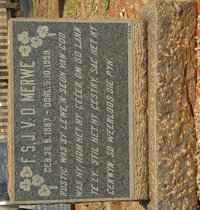 MERWE F.S.J., v.d. 1887-1959