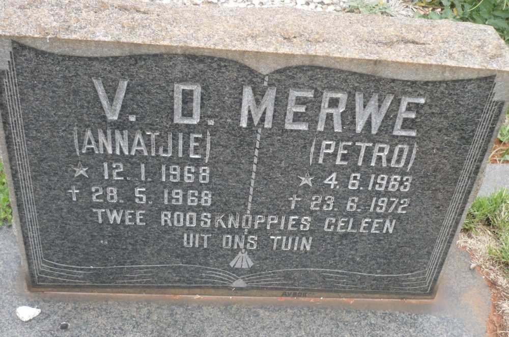MERWE Petro, v.d. 1963-1972 :: V.D. MERWE Annatjie 1968-1968