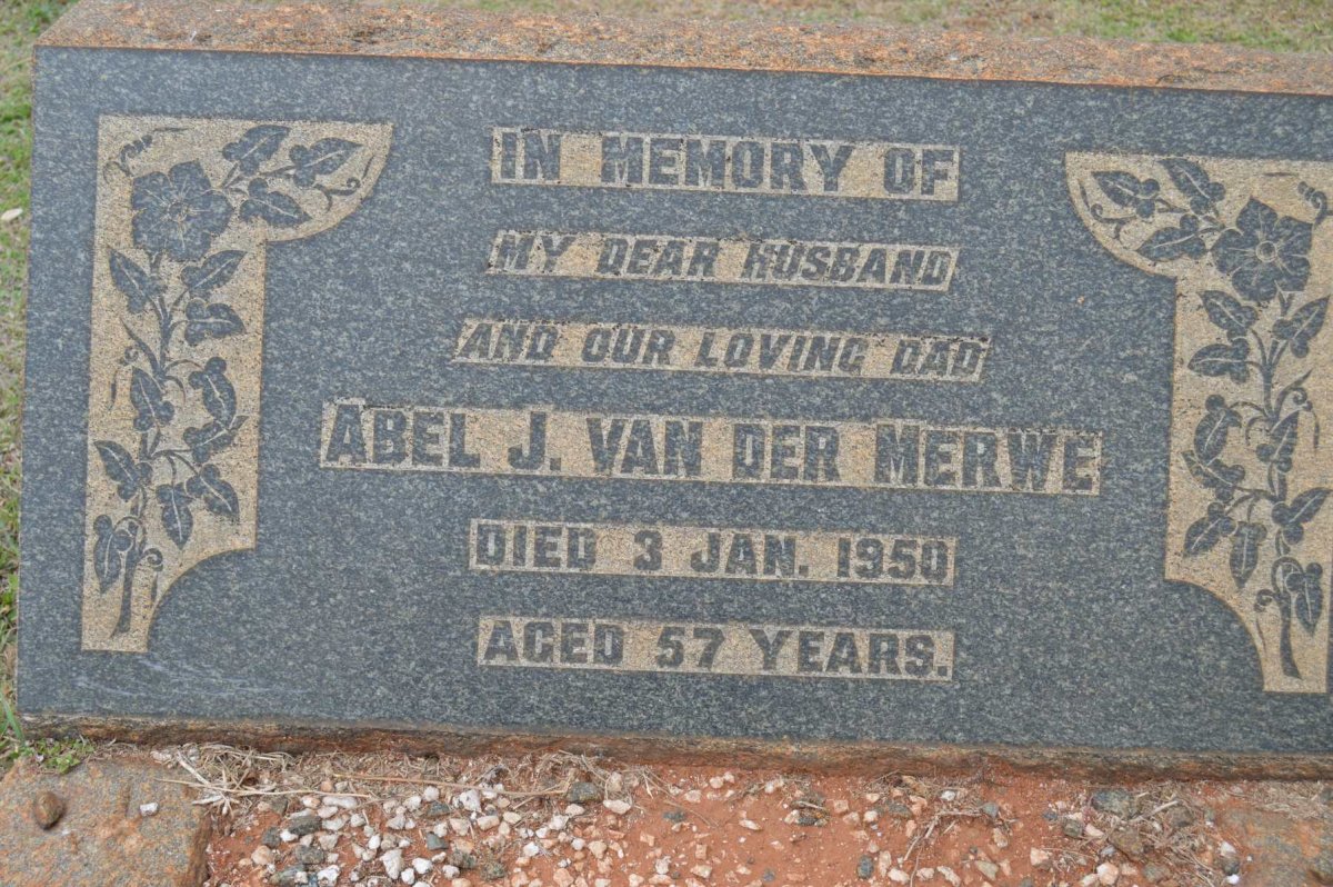 MERWE Abel J., van der -1950