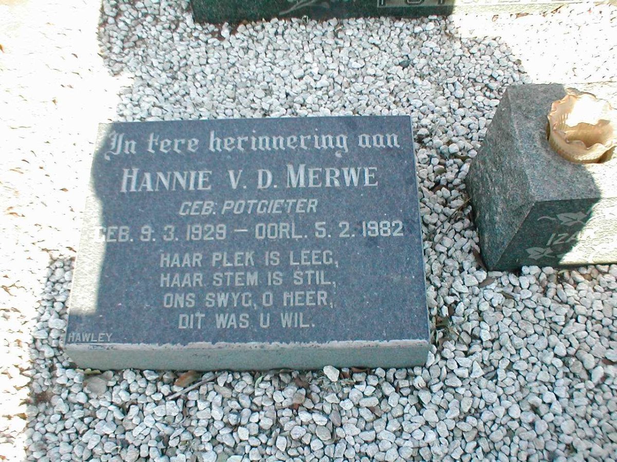 MERWE Hannie, v.d. nee POTGIETER 1929-1982