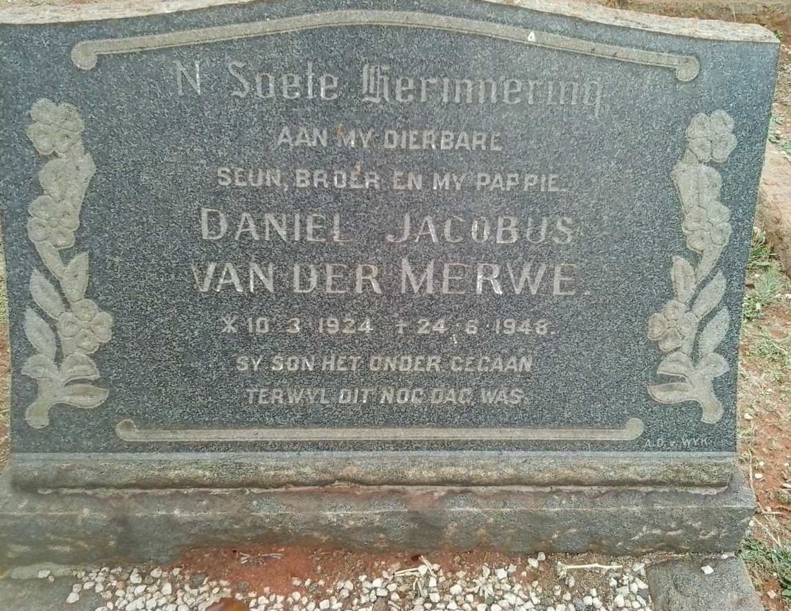 MERWE Daniel Jacobus, van der 1924-1948