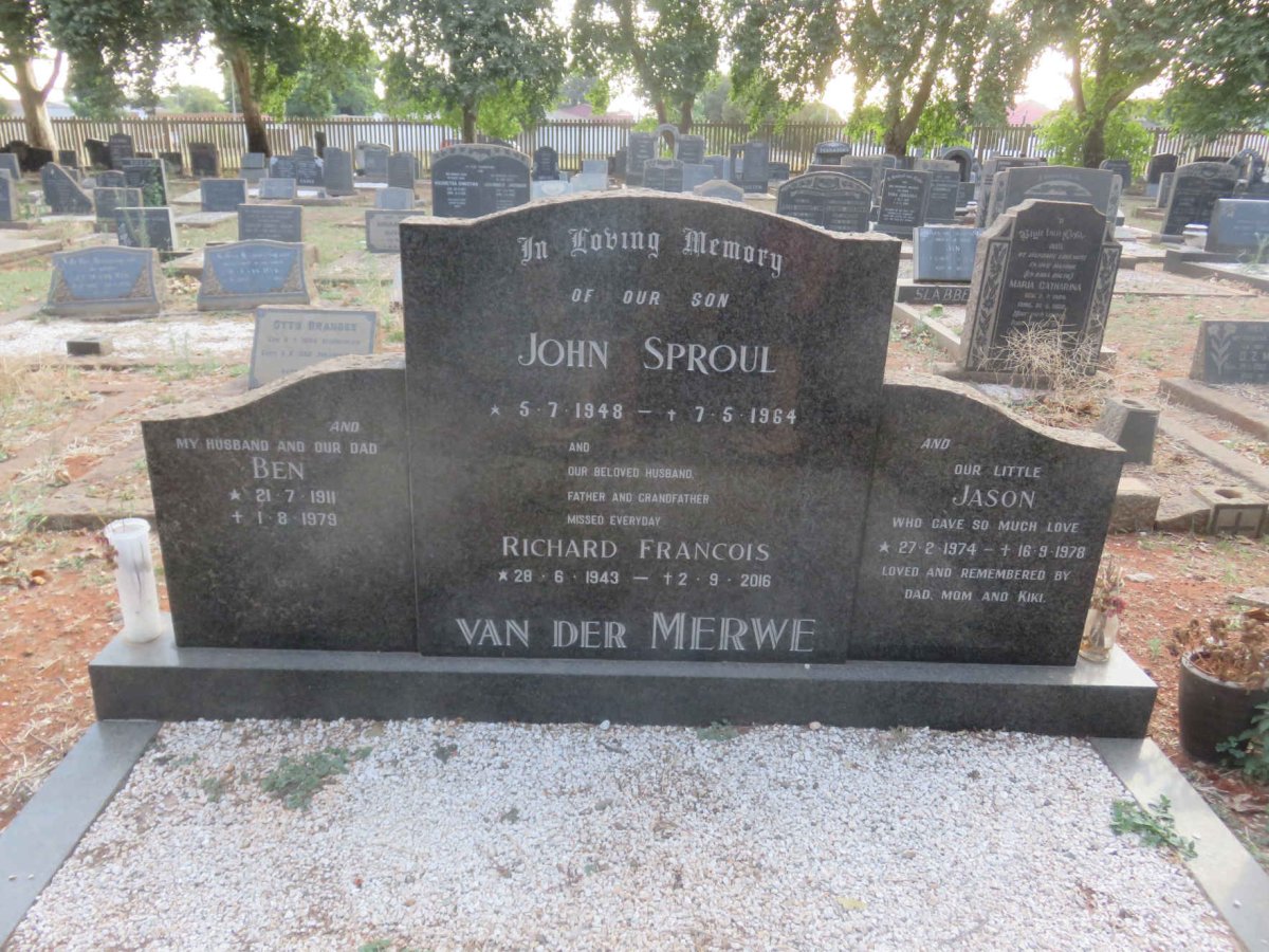 MERWE Ben, van der 1911-1979 :: VAN DER MERWE Richard Francois 1943-2016 :: VAN DER MERWE John Sproul 1948-1964
