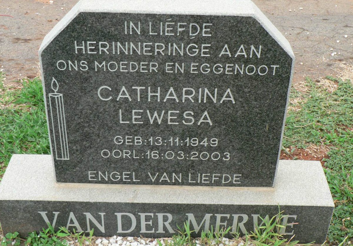 MERWE Catharina Lewesa, van der 1949-2003