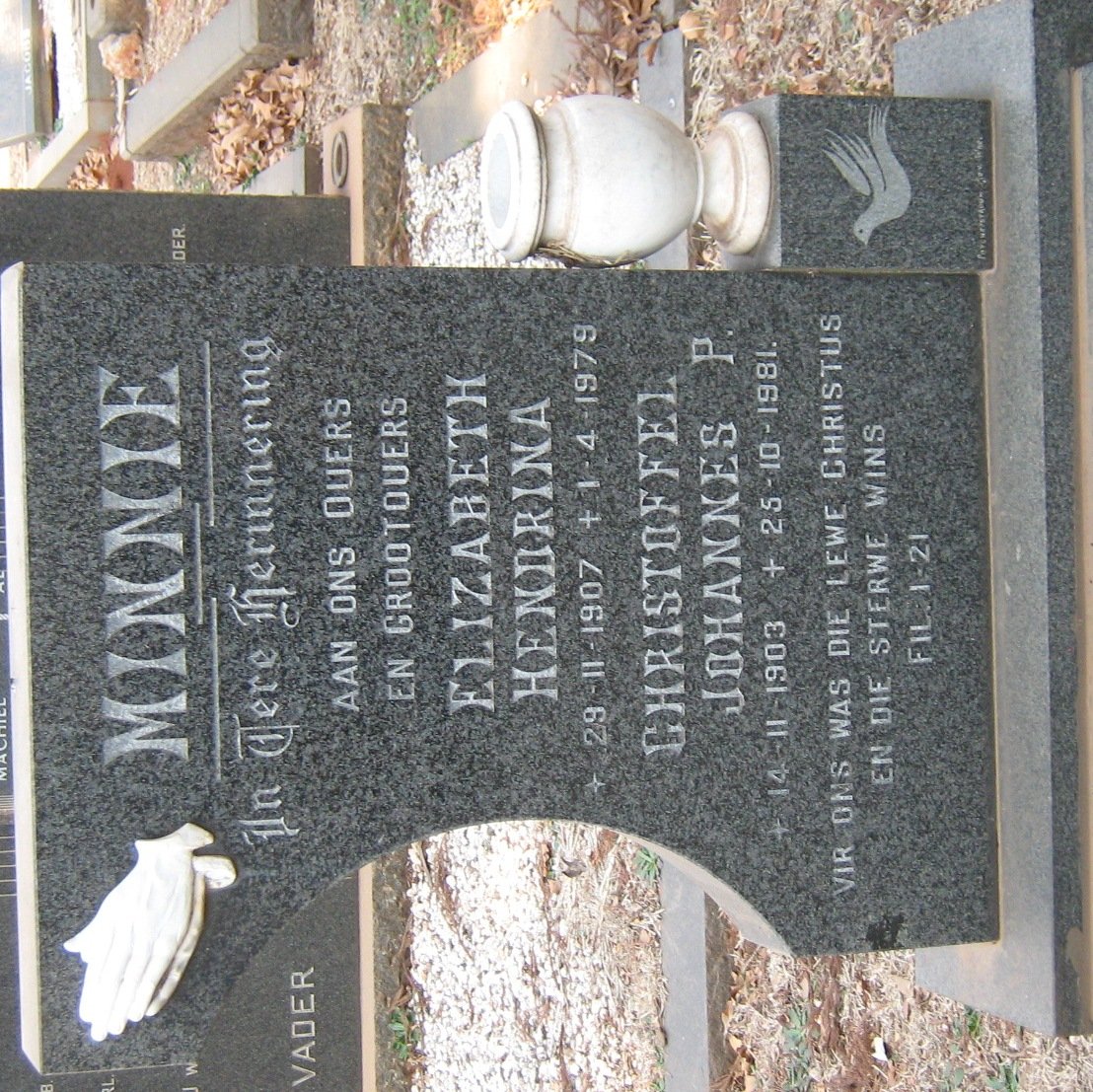 MINNIE Christoffel Johannes P. 1903-1981 &amp; Elizabeth Hendrina 1907-1979