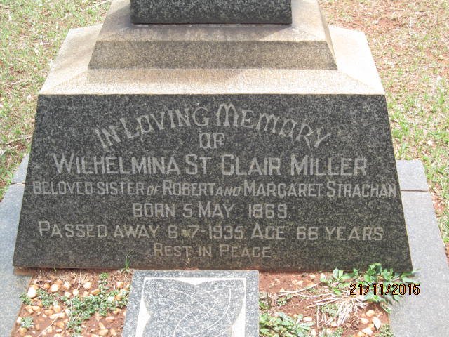MILLER Wilhelmina St. Clair 1869-1935