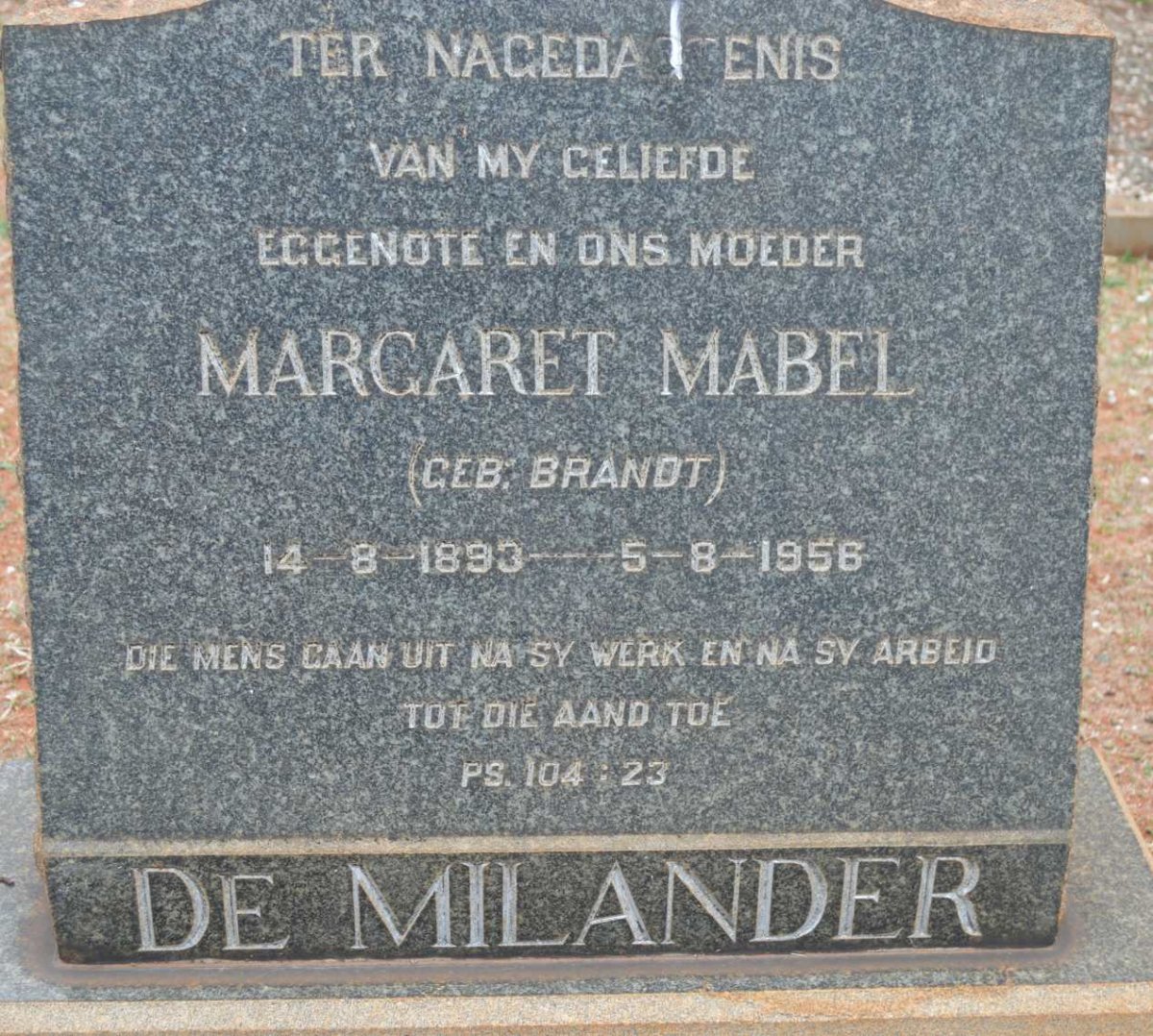 MILANDER Margaret Mabel, de nee BRANDT 1893-1956