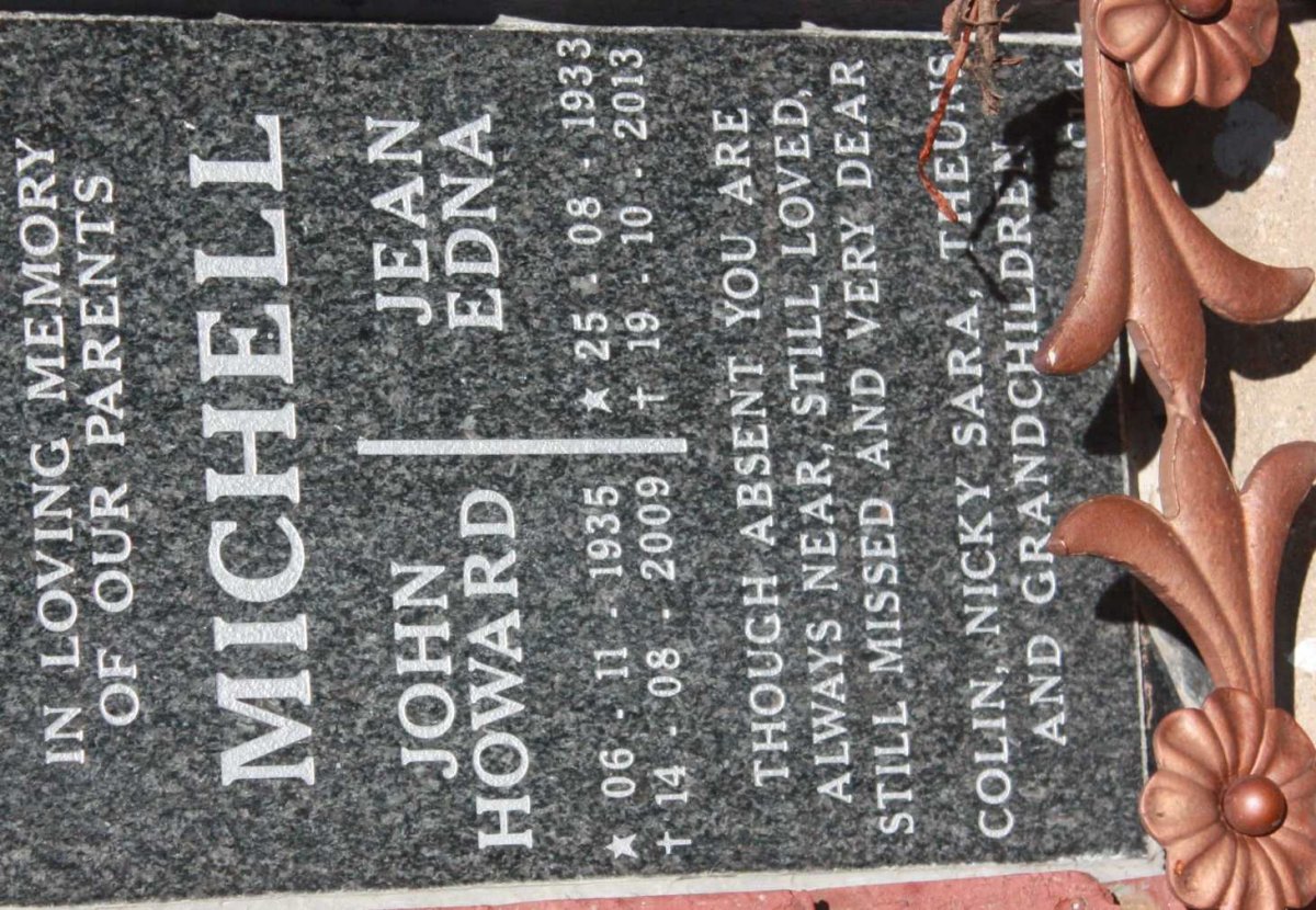 MICHELL John Howard 1935-2009 &amp; Jean Edna 1933-2013