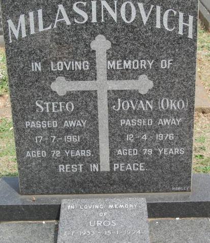 MILASINOVICH Stefo -1961 &amp; Jovan -1976 :: MILASINOVICH Uros 1935-1974