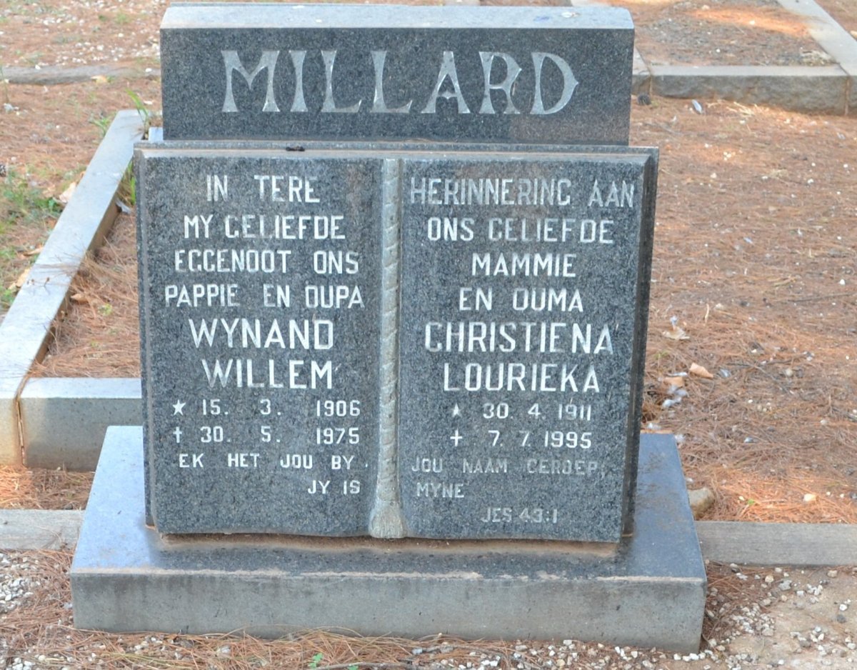 MILLARD Wynand Willem 1906-1975 &amp; Christiena Lourieka 1911-1995