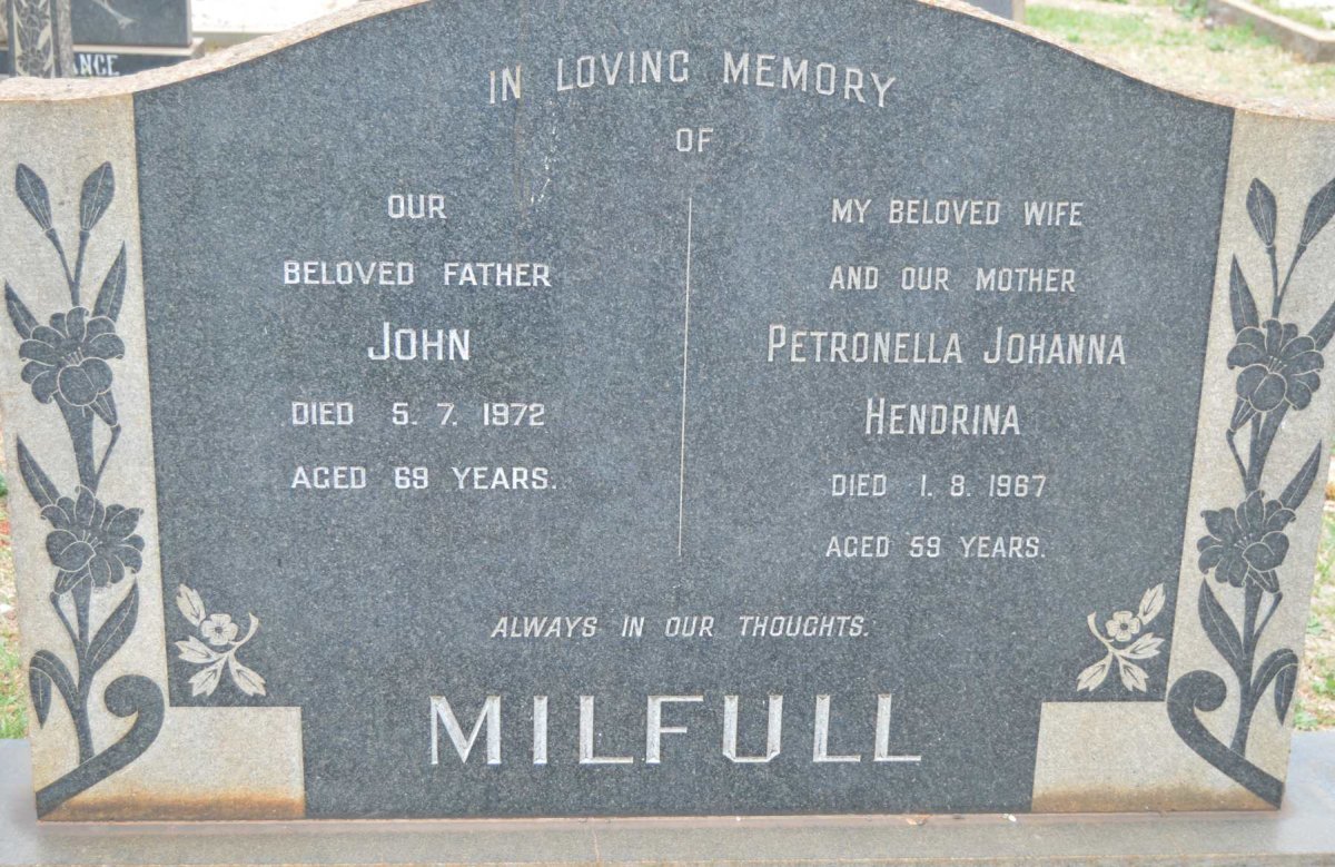 MILFULL John -1972 &amp; Petronella Johanna Hendrina -1967