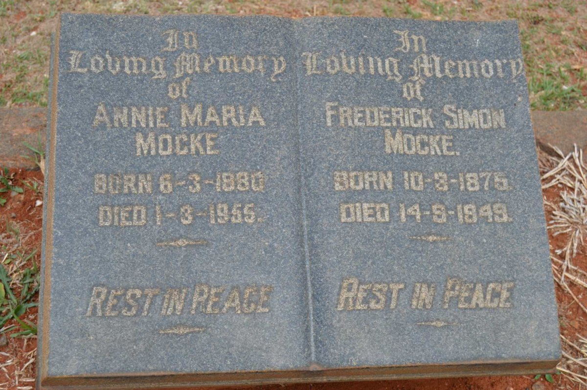MOCKE Frederick Simon 1875-1949 &amp; Annie Maria 1880-1955