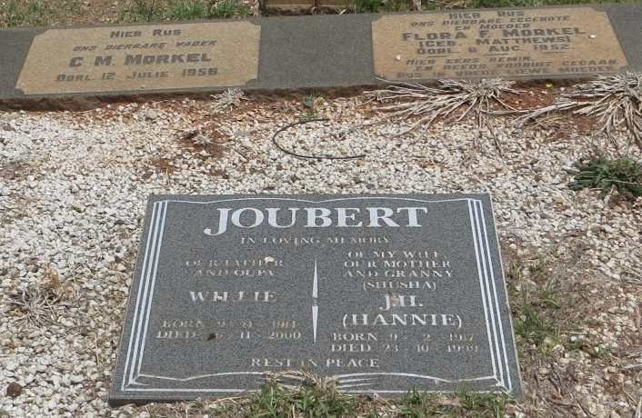 MORKEL G.M. -1955 &amp; Flora F. MATTHEWS -1952 :: JOUBERT Willie 1914-2000 &amp; J.H. 1917-1999