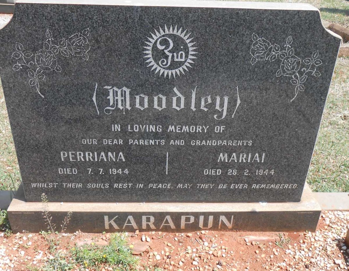 MOODLEY Perriana -1944 &amp; Mariai -1944