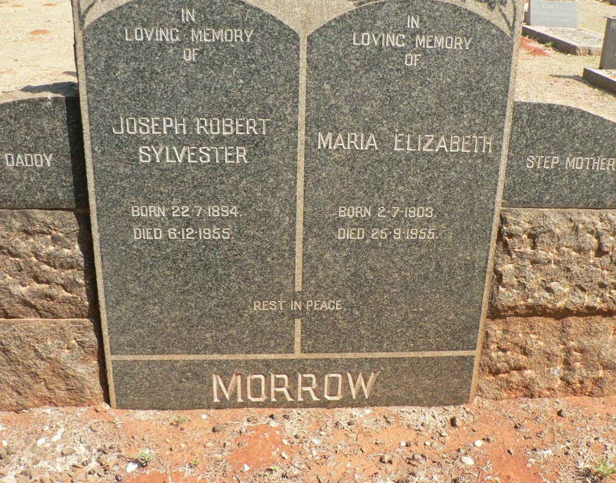 MORROW Joseph Robert Sylvester 1894-1955 &amp; Maria Elizabeth 1903-1955