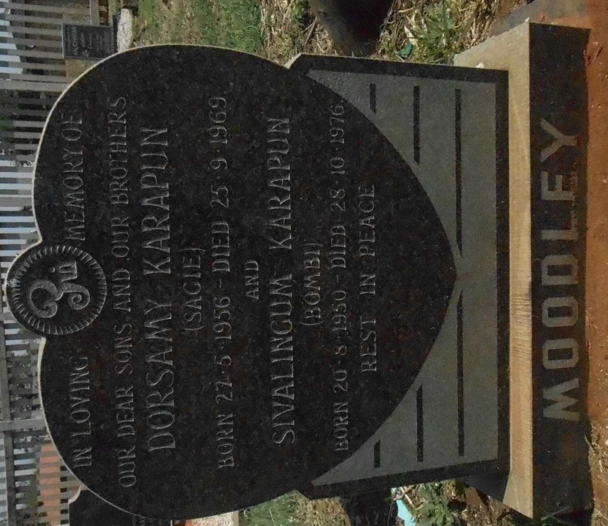 MOODLEY Sivalingum Karapun 1950-1976 :: MOODLEY Dorsamy Karapun 1956-1969