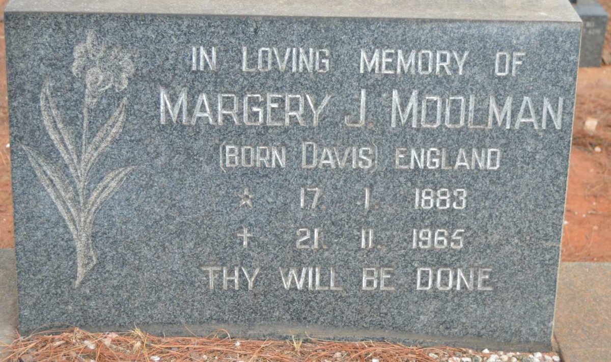 MOOLMAN Margery J. nee DAVIS 1883-1965