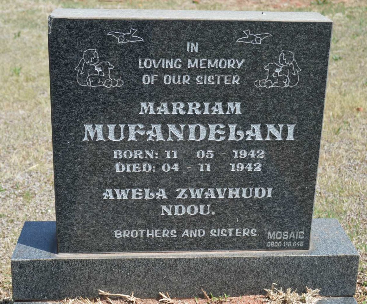 MUFANDELANI Marriam 1942-1942
