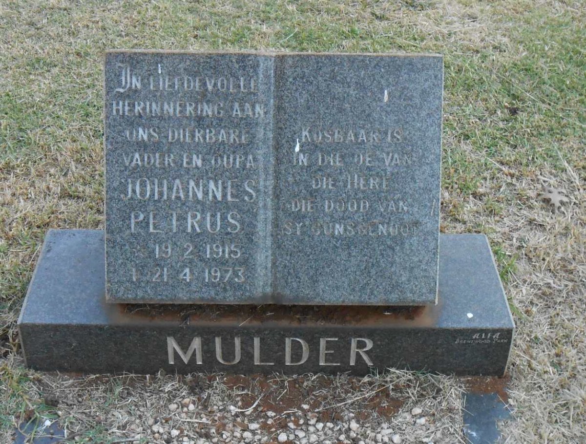 MULDER Johannes Petrus 1915-1973