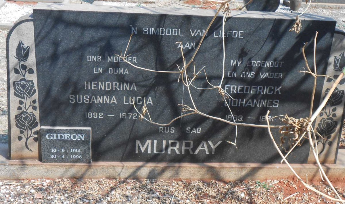 MURRAY Frederick Johannes 1893-1961 &amp; Hendrina Susanna Lucia 1892-1972 :: MURRAY Gideon 1914-1996