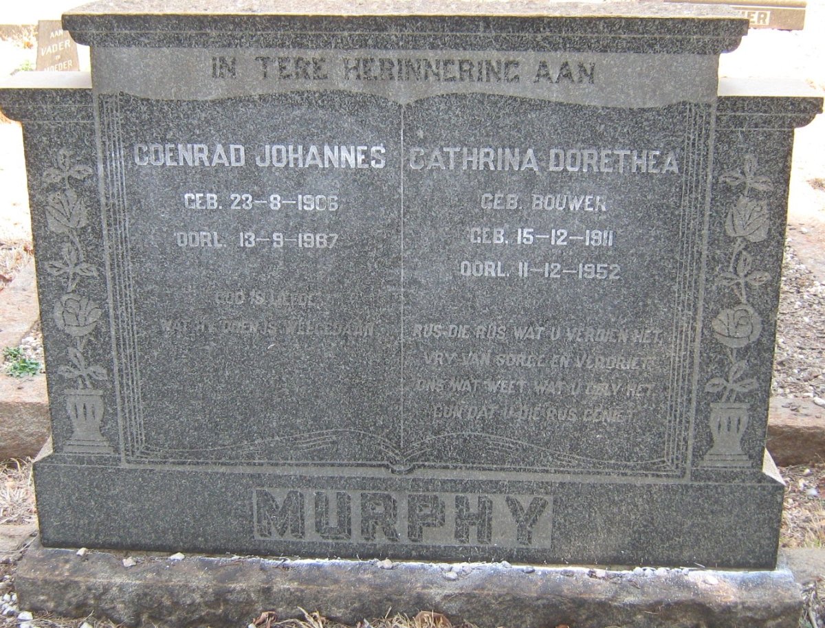 MURPHY Coenrad Johannes 1906-1987 &amp; Cathrina Dorethea BOUWER 1911-1952