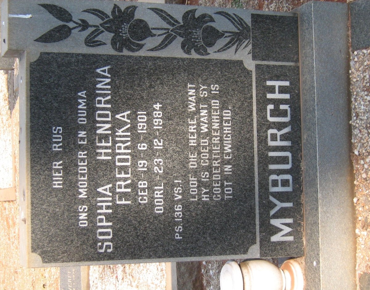 MYBURGH Sophia Hendrina Fredrika 1901-1984